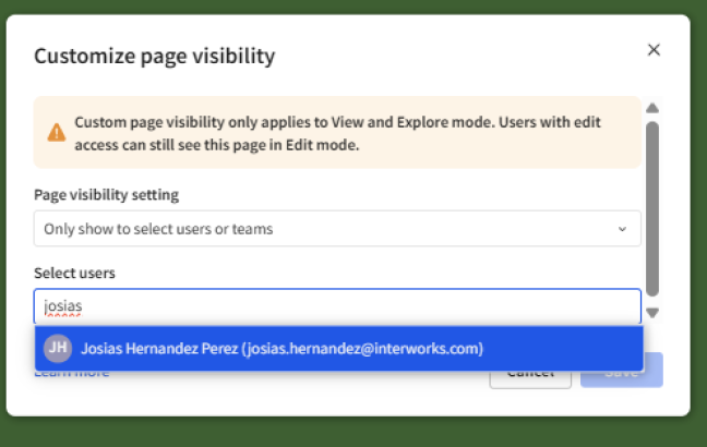Customize page visibility in Sigma